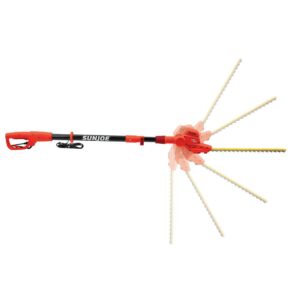 Sun Joe 18 in. 3.8 Amp Electric Telescoping Pole Hedge Trimmer, Red