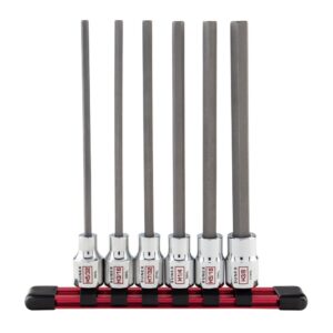 SUNEX TOOLS 3/8 in. Drive SAE Chrome Long Hex Bit Socket Set with Rail (6-Piece)