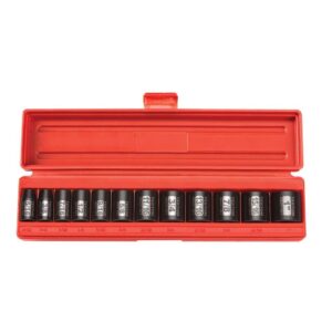 TEKTON 3/8 in. Drive 5/16-1 in. 6-Point Shallow Impact Socket Set (12-Piece)