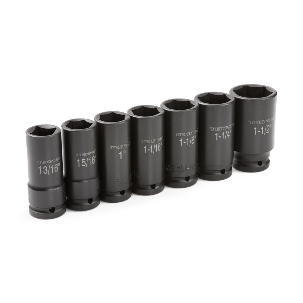 TEKTON 3/4 in. Drive 13/16 - 1-1/2 in. 6-Point Deep Impact Socket Set