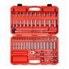 TEKTON 1/2 in. Drive 6-Point Socket and Ratchet Set 3/8 in. to 1 in., 10 mm to 24 mm (58-Piece)