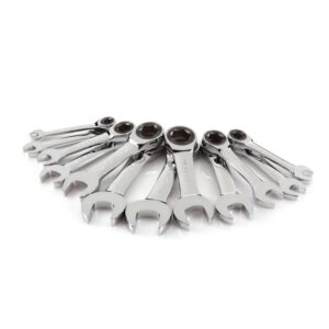 TEKTON 8-19 mm Stubby Ratcheting Combination Wrench Set with Pouch (12-Piece)