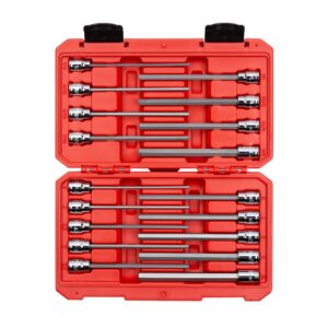 TEKTON 3/8 in. 1/8 in. to 3/8 in. 3 mm to 10 mm Drive Long Hex Bit Socket Set (18-Piece)