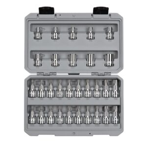 TEKTON 1/2 Inch Drive Torx/TR Torx Bit & External Star Socket Set, 30-Piece (T20-T60, TR20-TR60, E8-E24)