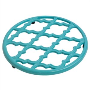 Home Basics Lattice Cast Iron Turquoise Trivet (Set of 2)