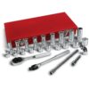 URREA 3/8 in. Drive 6-Point Standard & Deep Hand Socket & Accessories Set (24-Piece)