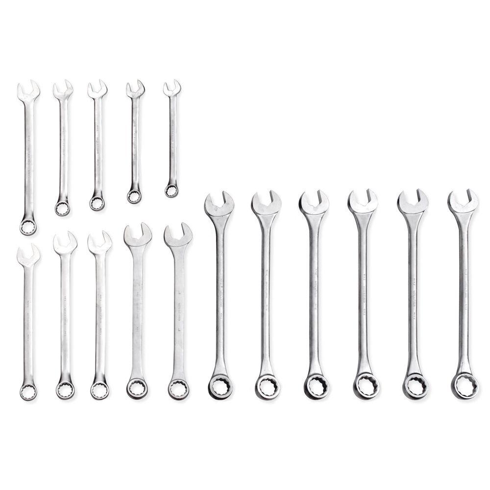 URREA 12-Point Combination Chrome Wrench Set (16-Piece)