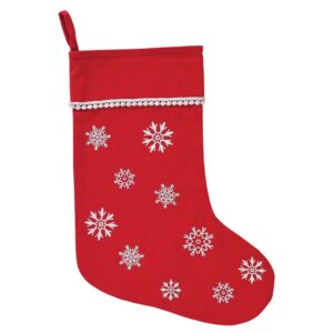 VHC Brands 15 in. Winter Wonderment Bright Red Traditional Christmas Decor Stocking