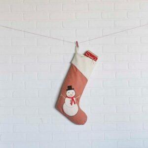VHC Brands 20 in. Let It Snow Apple Red Farmhouse Christmas Decor Stocking
