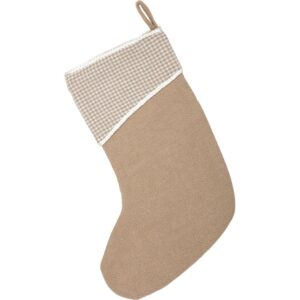 VHC Brands 15 in. Cotton Pearlescent Natural Tan Coastal Christmas Decor Stocking