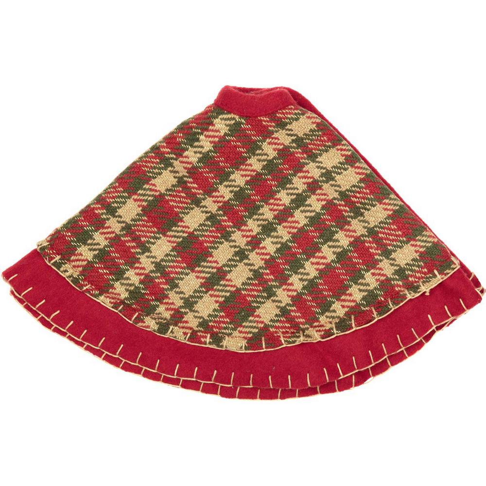 VHC Brands 21 in. Cotton Cherry Red Rustic Christmas Decor Mini Tree Skirt