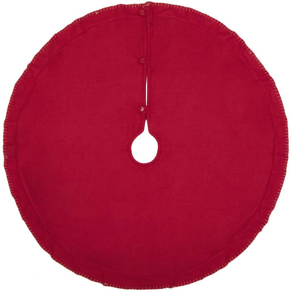 VHC Brands 48 in. Claren Cherry Red Rustic Christmas Decor Tree Skirt