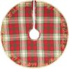 VHC Brands 21 in. HO Holiday Cherry Red Farmhouse Christmas Decor Mini Tree Skirt
