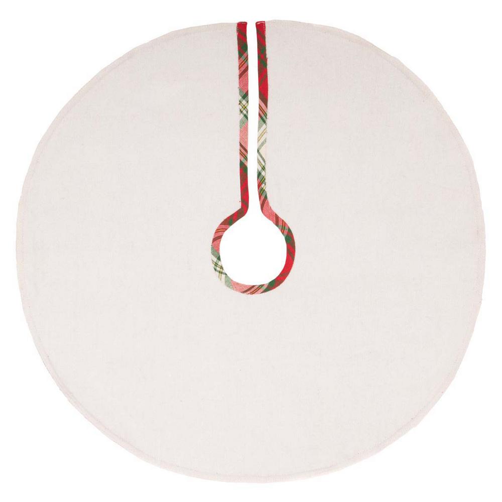 VHC Brands 21 in. HO Holiday Cherry Red Farmhouse Christmas Decor Mini Tree Skirt