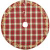 VHC Brands 48 in. Holiday Cherry Red Farmhouse Christmas Decor Tree Skirt