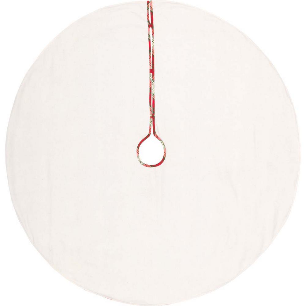 VHC Brands 55 in. Holiday Cherry Red Farmhouse Christmas Decor Tree Skirt