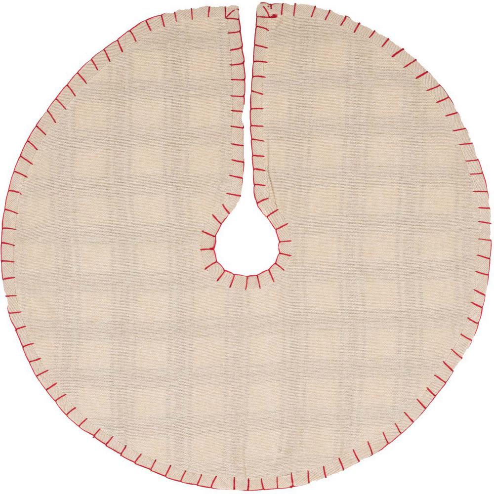 VHC Brands 21 in. Amory Ivory White Farmhouse Christmas Decor Mini Tree Skirt
