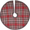 VHC Brands 21 in. Anderson Cherry Red Rustic Christmas Decor Plaid Mini Tree Skirt