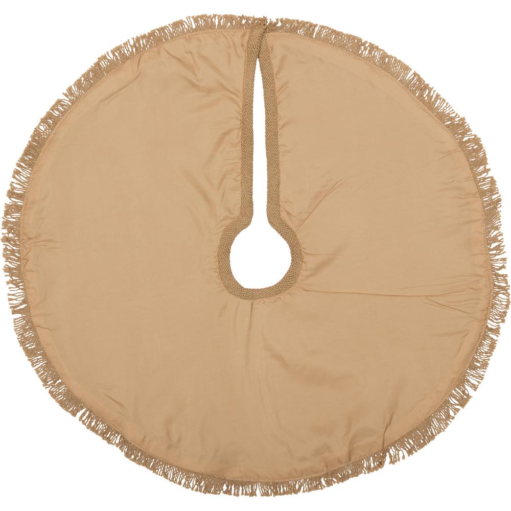 VHC Brands 21 in. Natural Festive Burlap Farmhouse Christmas Decor Mini Tree Skirt