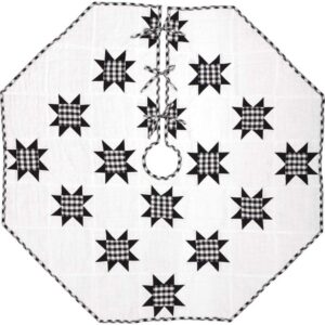 VHC Brands 55 in. Black Emmie Farmhouse Christmas Decor Patchwork Tree Skirt