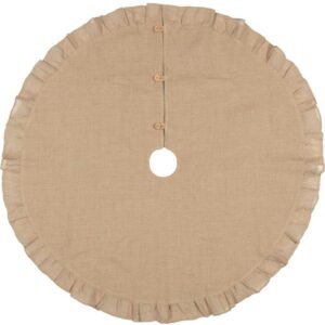 VHC Brands 48 in. Jute Burlap Natural Tan Holiday Rustic and Lodge Decor Tree Skirt