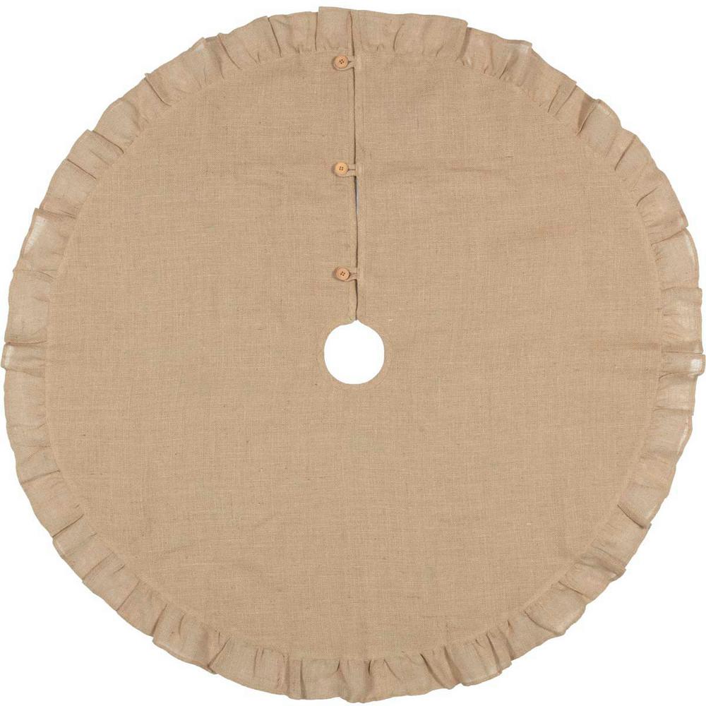 VHC Brands 48 in. Jute Burlap Natural Tan Holiday Rustic and Lodge Decor Tree Skirt