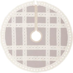 VHC Brands 21 in. Grey Margot Farmhouse Christmas Decor Tree Skirt