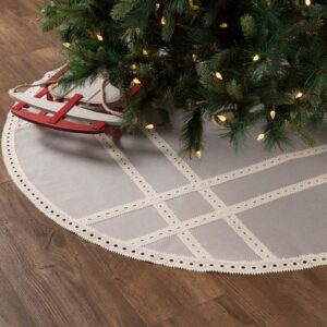 VHC Brands 55 in. Grey Margot Farmhouse Christmas Decor Tree Skirt