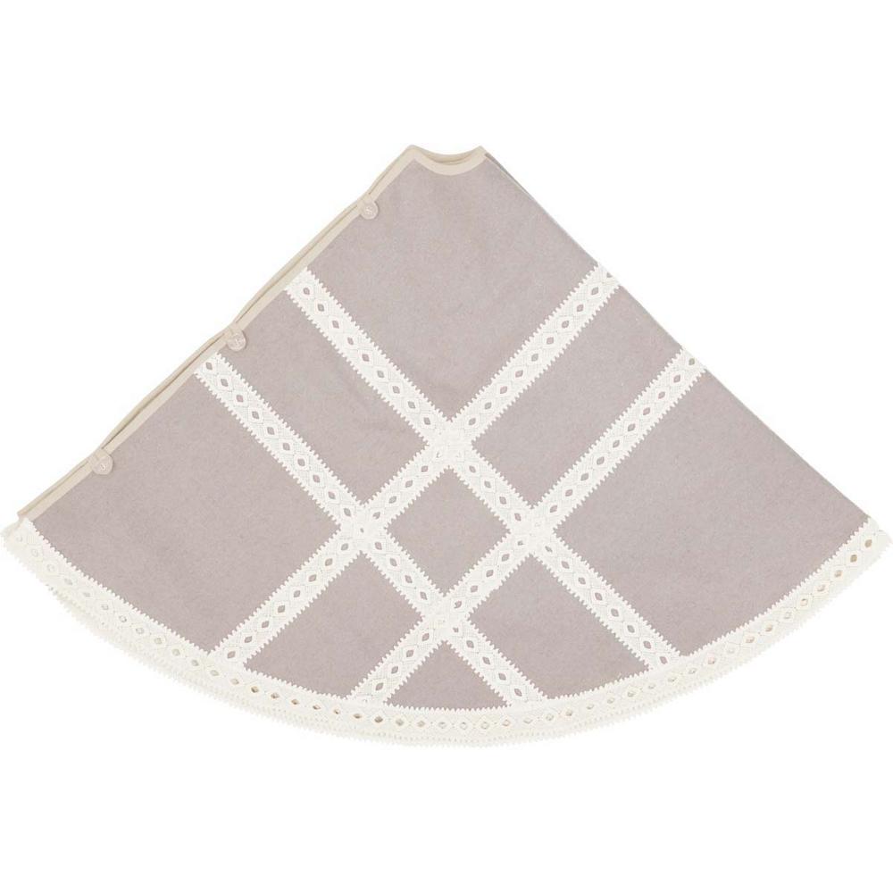 VHC Brands 55 in. Grey Margot Farmhouse Christmas Decor Tree Skirt