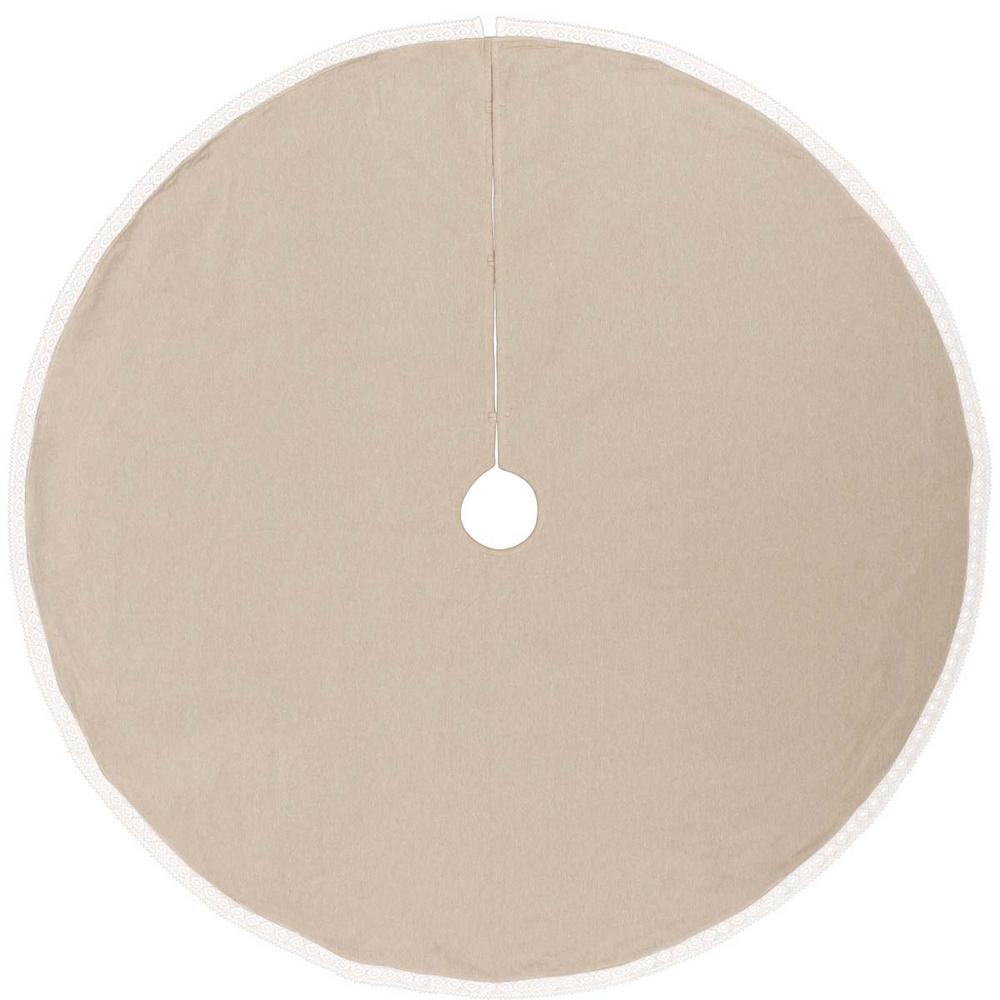 VHC Brands 55 in. Grey Margot Farmhouse Christmas Decor Tree Skirt