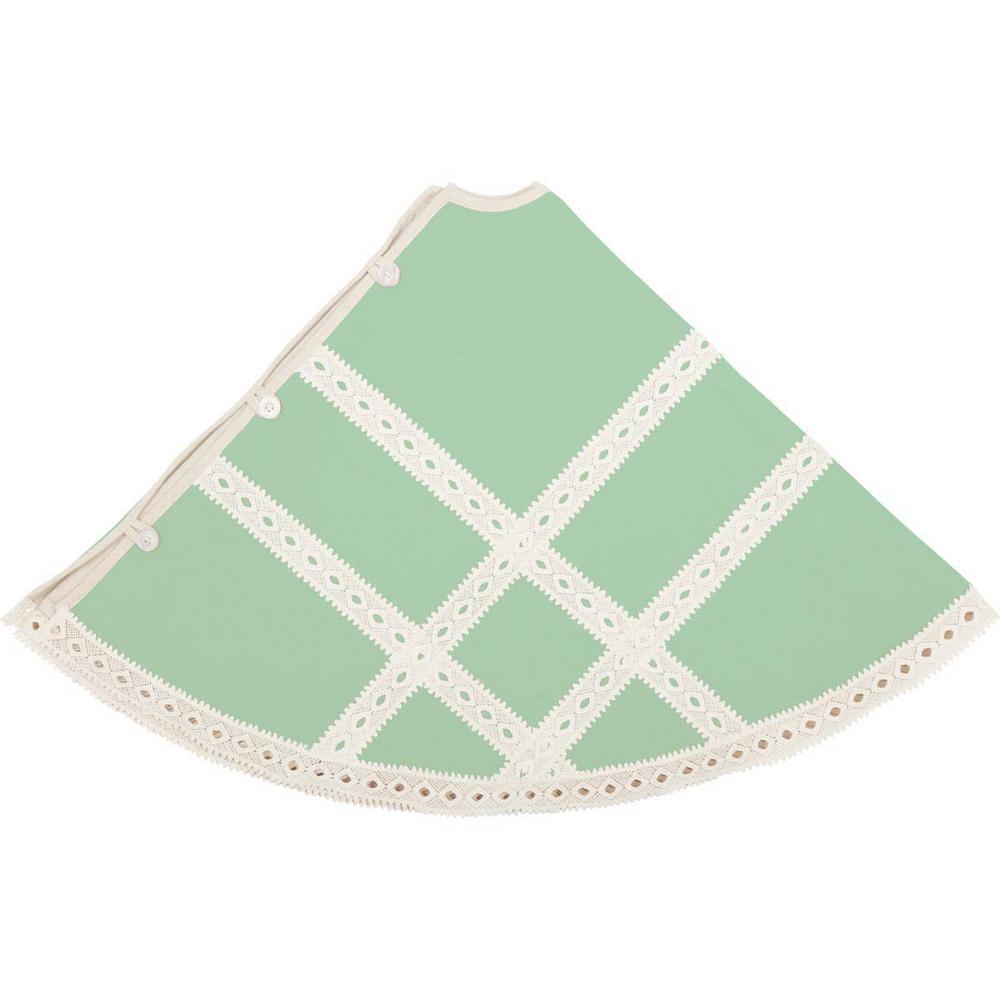 VHC Brands 48 in. Mint Margot Farmhouse Christmas Decor Tree Skirt