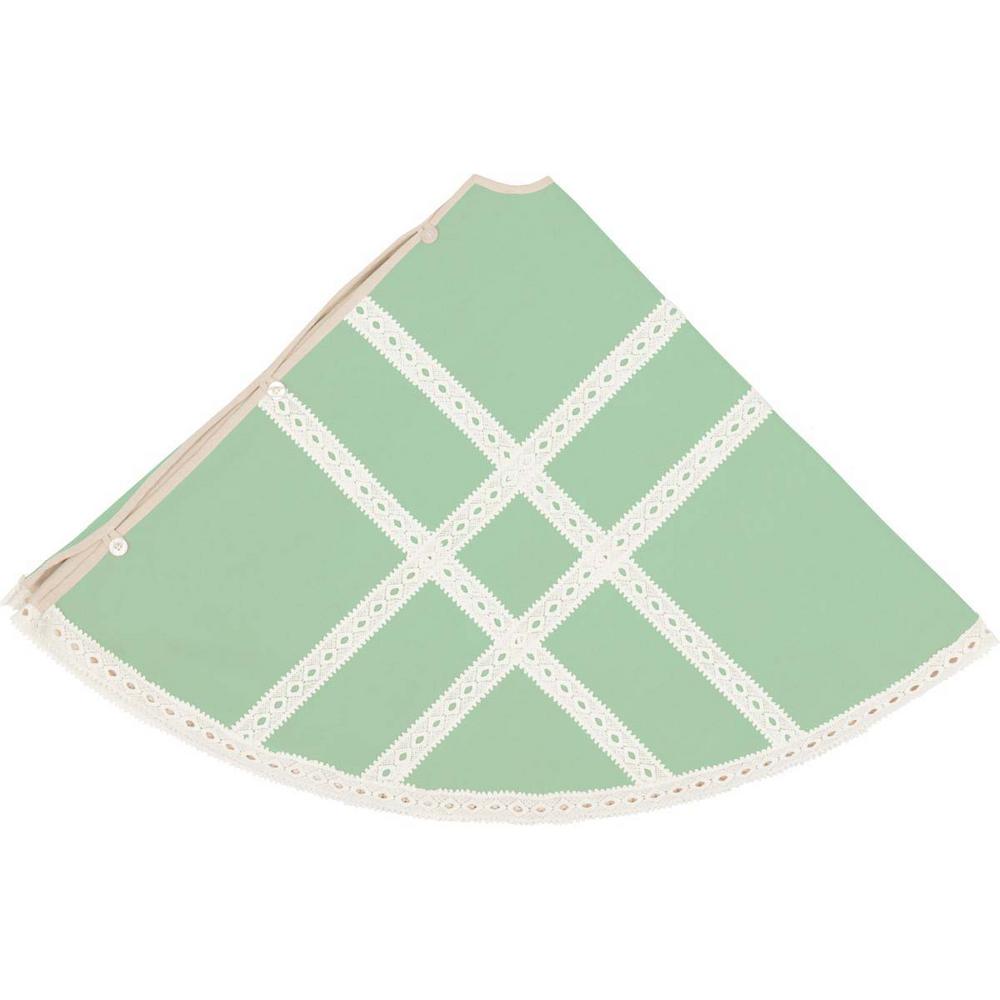 VHC Brands 60 in. Mint Margot Farmhouse Christmas Decor Tree Skirt