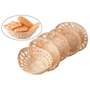 Vintiquewise Natural Bamboo Oval Storage Bread Basket Storage Display Trays (Set of 5)