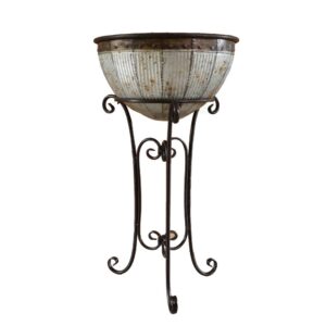 Vintiquewise Galvanized Metal Standing Beverage Cooler Tub with Liner