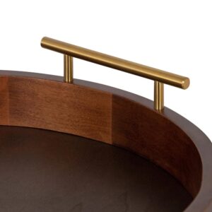 Kate and Laurel Lipton 18 in. x 3 in. x 18 in. Walnut Brown Decorative Tray