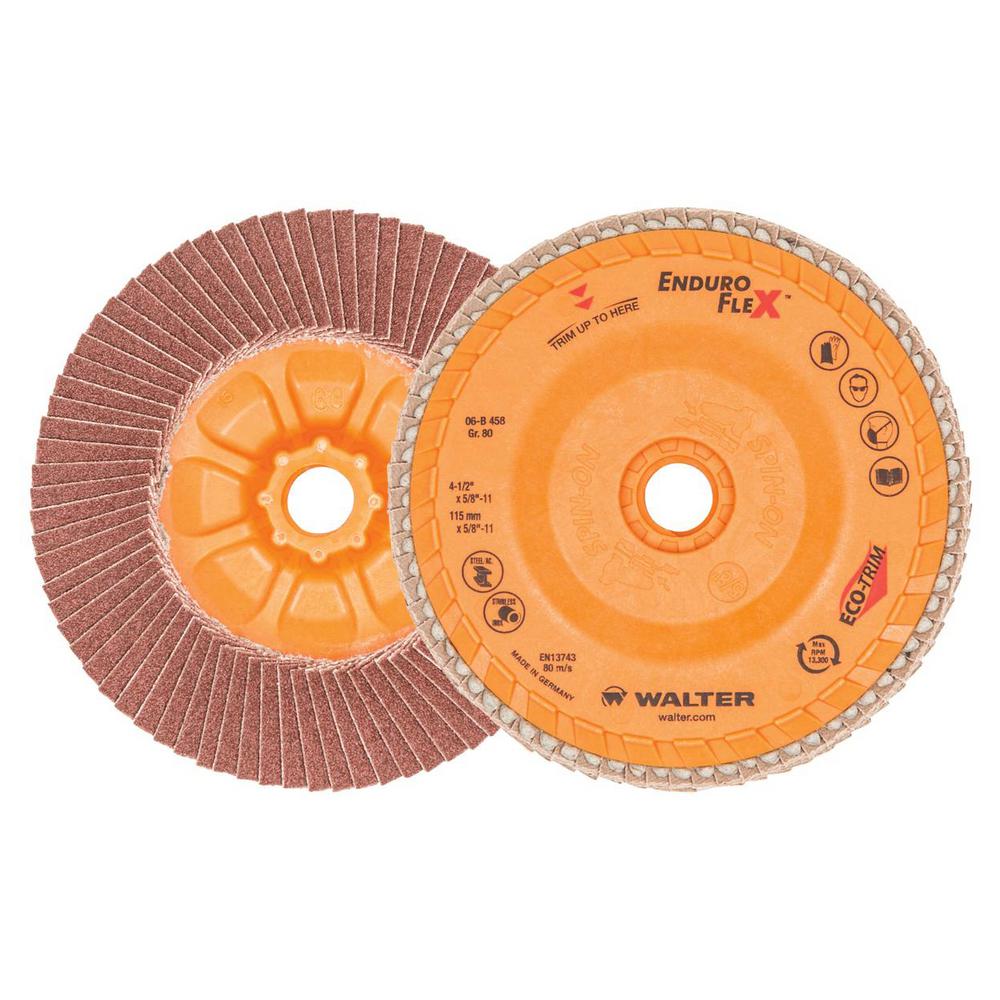 WALTER SURFACE TECHNOLOGIES ENDURO-FLEX 4.5 in. x 5/8-11 in. Arbor GR80 The Longest Life Flap Disc (10-Pack)