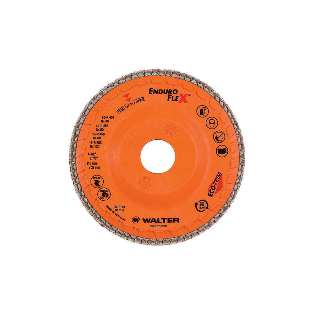 WALTER SURFACE TECHNOLOGIES Enduro-Flex 4.5 in. x 7/8 in. Arbor GR60 the Longest Life Flap Disc (10-Pack)