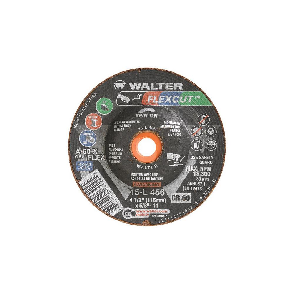 WALTER SURFACE TECHNOLOGIES Flexcut 4.5 in. x 5/8-11 in. Arbor GR60, Blending on Curved or Uneven Surfaces (25-Pack)