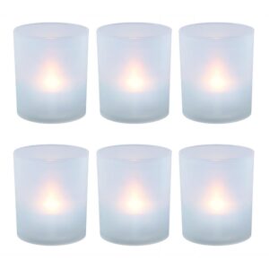 LUMABASE Flameless Votive Candles 2.25 in. Warm White Plastic Frosted Holders (6 Count)