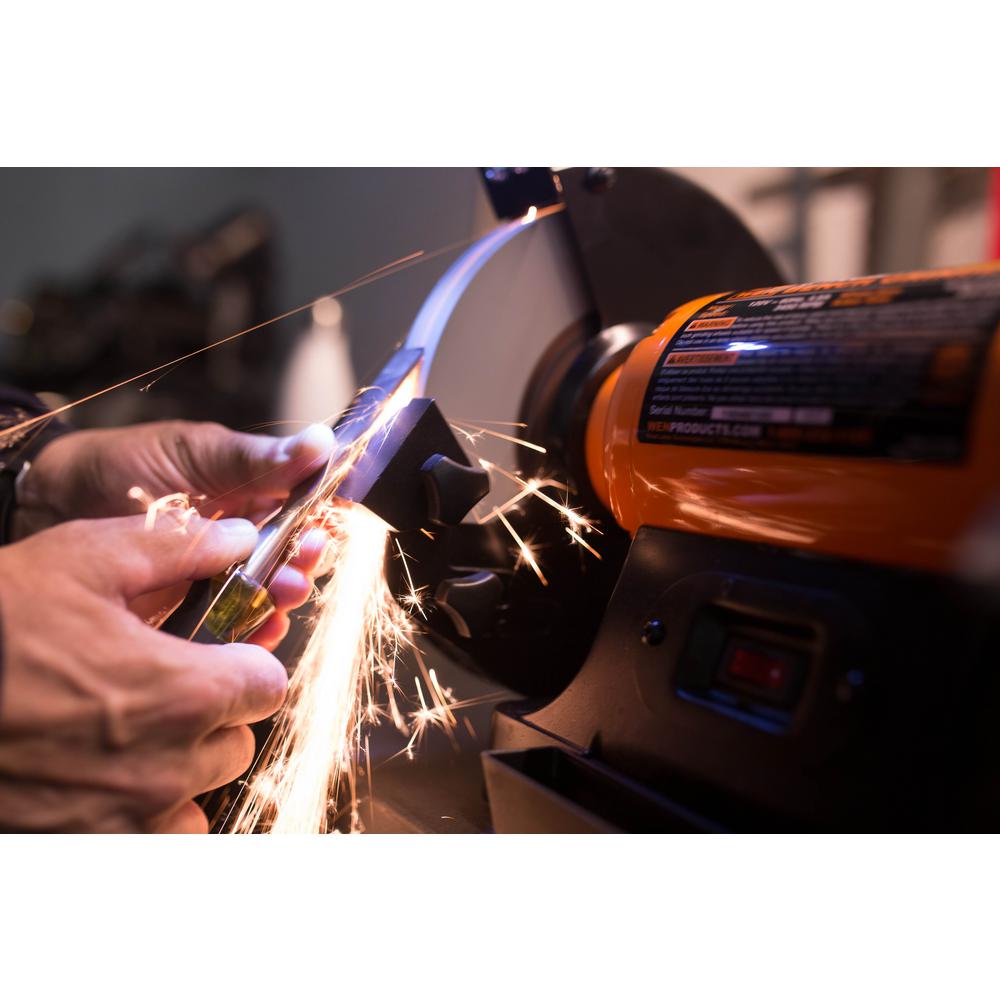 WEN 4.8 Amp 8 in. Bench Grinder with LED Work Lights and Quenching Tray