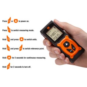 WEN 120-Foot Multi-Unit Compact Digital Laser Distance Measure with Backlit LED Screen