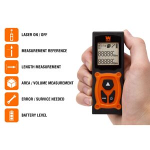 WEN 120-Foot Multi-Unit Compact Digital Laser Distance Measure with Backlit LED Screen
