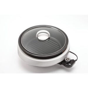 AROMA Super Pot 3-in-1 10 in. White Indoor Grill with Lid