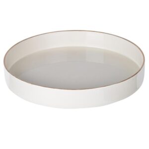 Benzara White Sturdy Plastic Round Tray