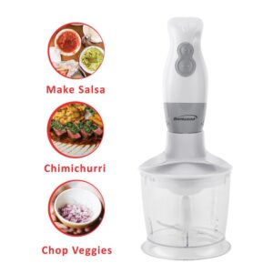Brentwood Appliances 2-Speed White Hand Mixer Blender and Food Processor with Balloon Whisk