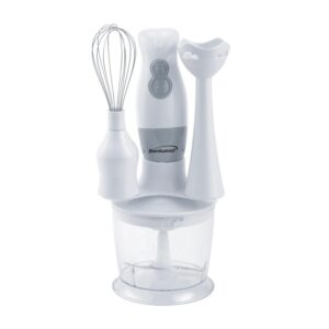 Brentwood Appliances 2-Speed White Hand Mixer Blender and Food Processor with Balloon Whisk