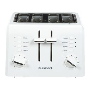 Cuisinart Compact 4-Slice White Wide Slot Toaster with Crumb Tray