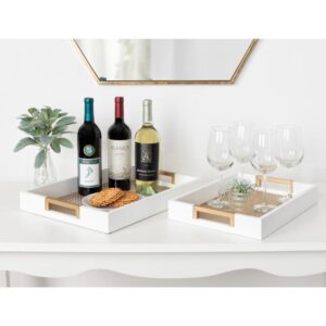 Kate and Laurel Hanneli White/Gold Decorative Tray(Set of 2)