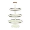 LITTON LANE Distressed White Decorative 3-Tier Tray with Black and Brown Accents