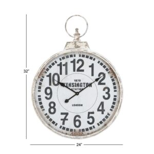 LITTON LANE 32 in. x 24 in. London Inspired Antique Round Wall Clock